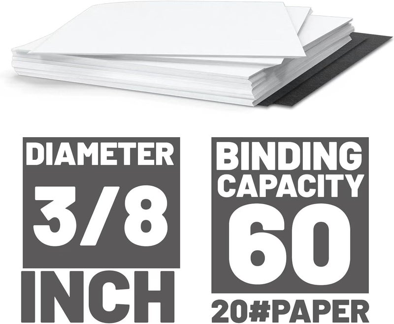 TOTiyea 100 Pack Double Loop Wire Binding Spines, 3/8 Inch Diameter, 3:1 Pitch,32-Loop, Black, 60 Sheets Capacity, Letter Size - Image 2